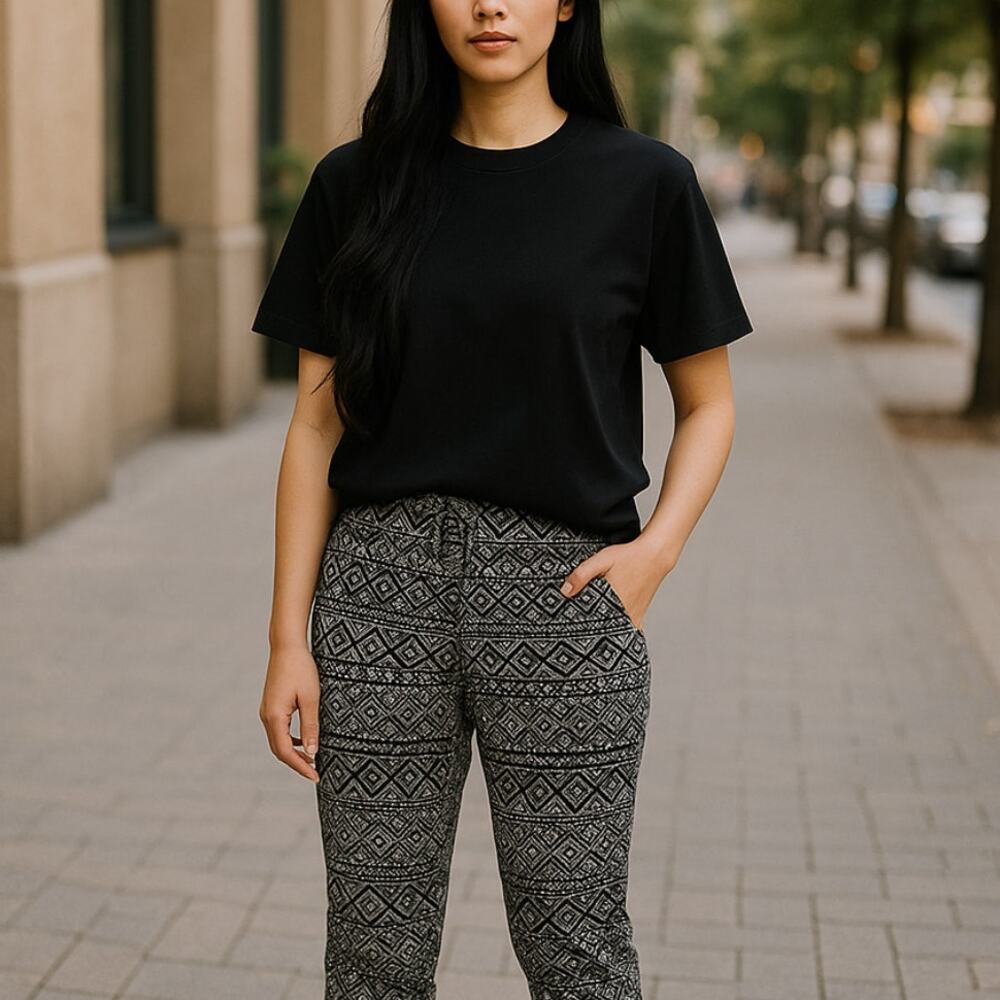 Lauren Ralph Lauren White Floral Black Patterned Tie Ankle Pants